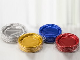 Platos descartables metalizados colores